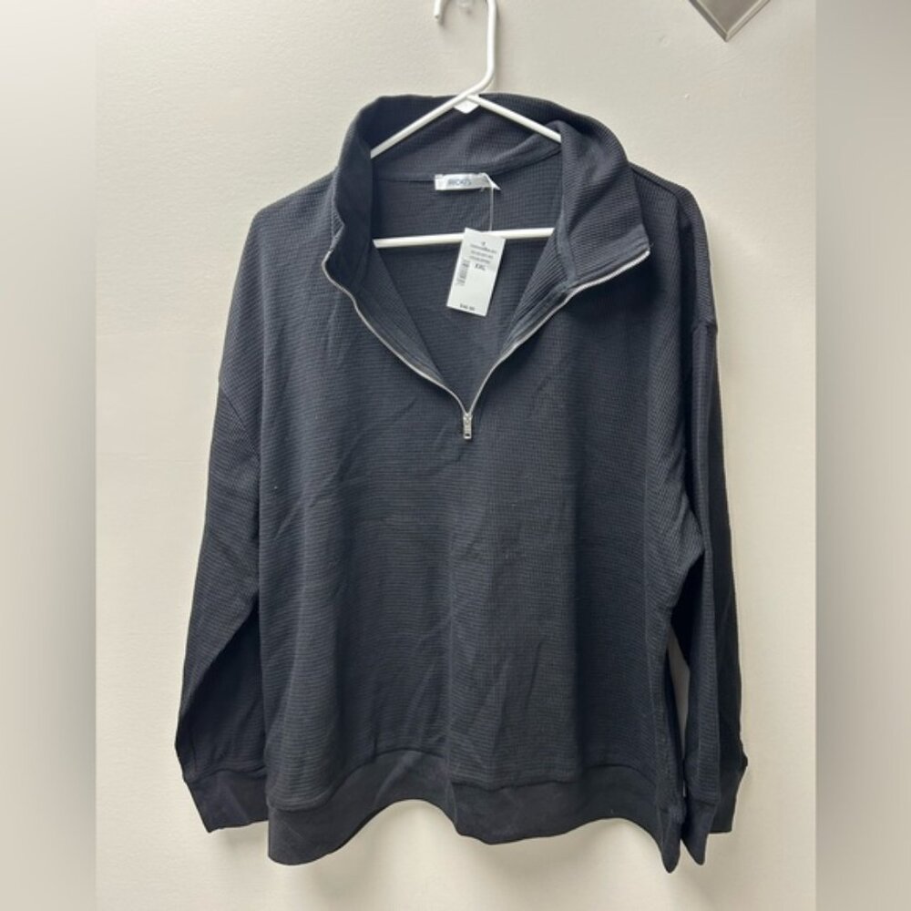 Ricki’s Women’s Black Waffle Knit Quarter Zip Pullover